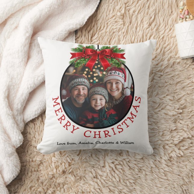 Weihnachtsball Ornament Foto White Kissen (Decke)