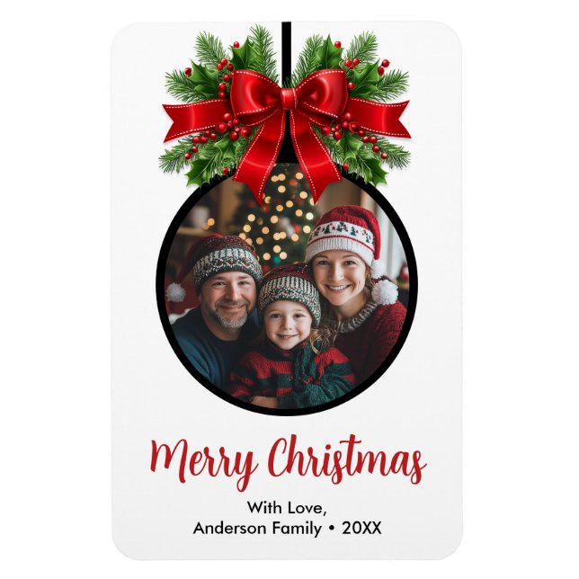 Weihnachtsball Ornament Foto White Magnet (Vertikal)