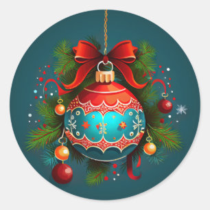Weihnachtsball-Ornament Klassischer Rundsticker Runder Aufkleber