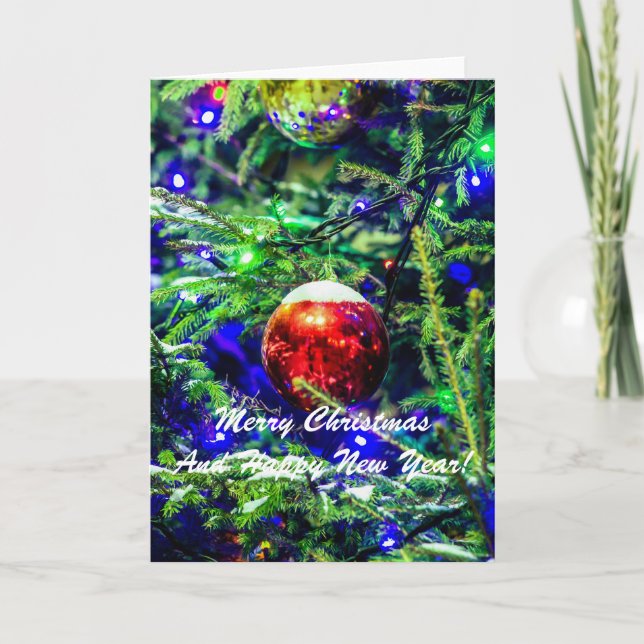 Weihnachtsball Red Green Feiertagskarte (Vorderseite)
