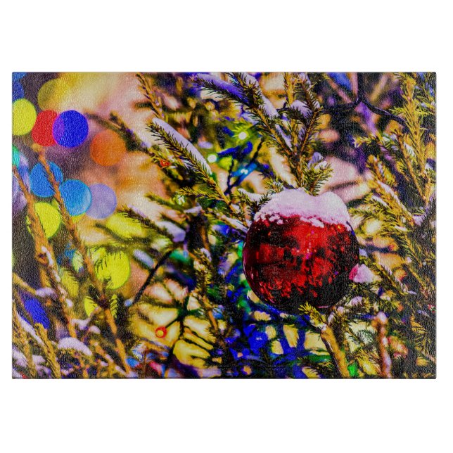 Weihnachtsball Rot Schneidebrett (Vorderseite)