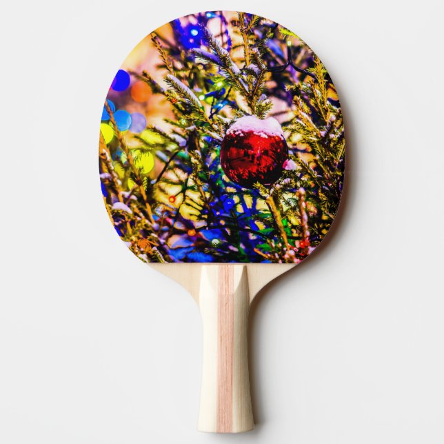 Weihnachtsball Rot Tischtennis Schläger (Rückseite)