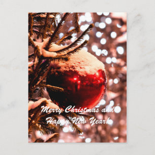 Weihnachtsball Rotes Licht Feiertagspostkarte