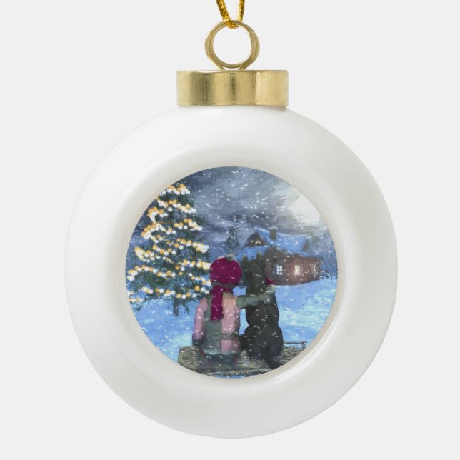 Weihnachtsball-Weihnachtsfeier in der Keramik Keramik Kugel-Ornament (Vorderseite)
