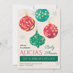 Weihnachtsbällchen Babydusche Einladung