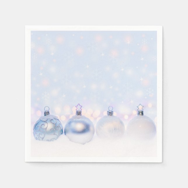 Weihnachtsbälle auf Schnee zum Feiern Serviette (Vorderseite)