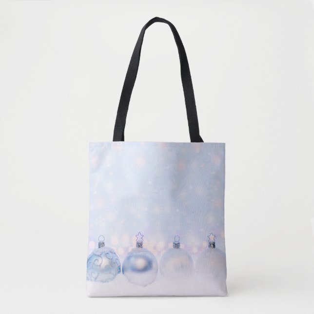Weihnachtsbälle auf Schnee zum Feiern Tasche (Vorderseite)