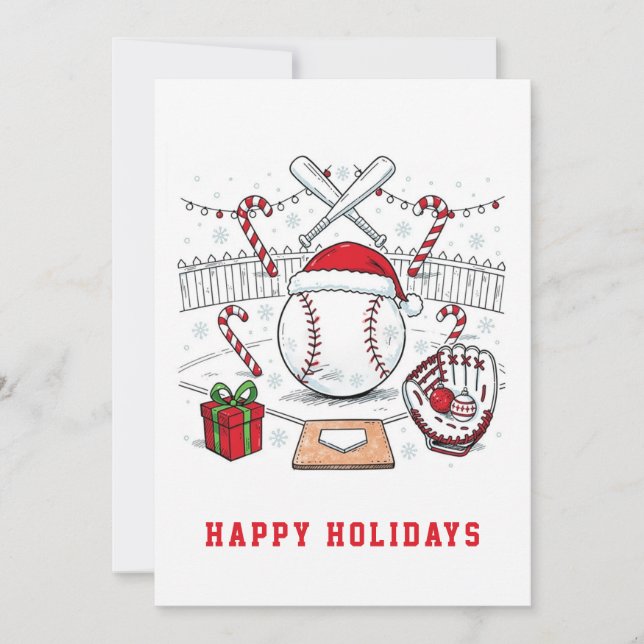 Weihnachtsbälle Baseball Weihnachtskarten Feiertagskarte (Vorderseite)
