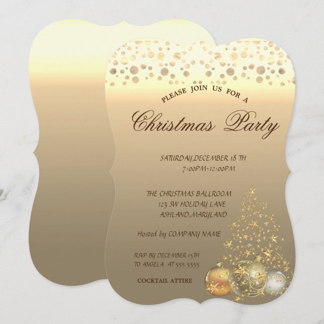 Weihnachtsbälle, Baum Firmenweihnachtsfest Party Einladung (Vorne/Hinten)