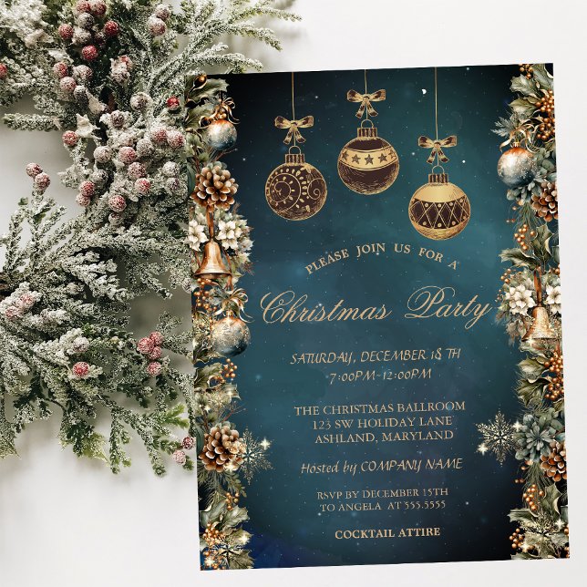 Weihnachtsbälle, Bells, Pinecones Company Einladung (Von Creator hochgeladen)