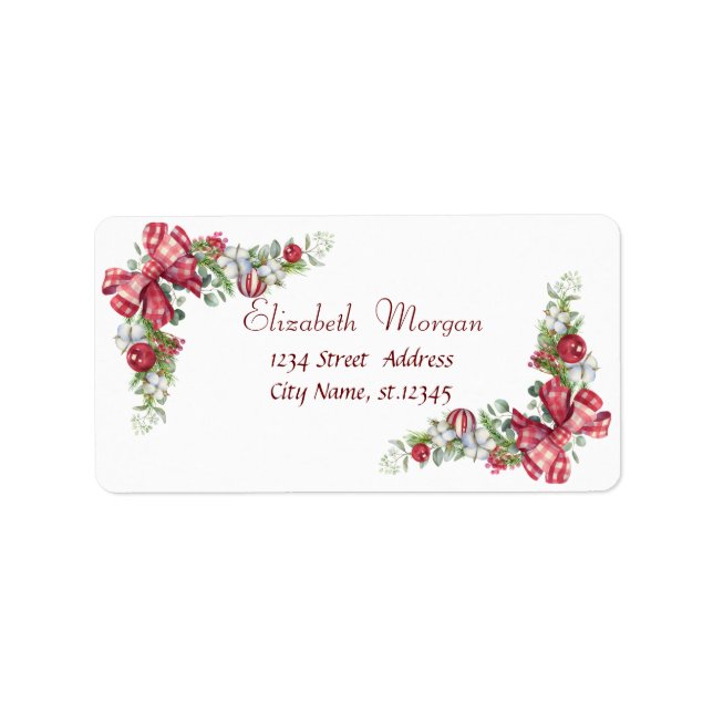 Weihnachtsbälle, Bow Holiday Adressaufkleber (Vorne)