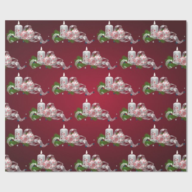 Weihnachtsbälle, Candle Red Holiday Geschenkpapier (Flach)