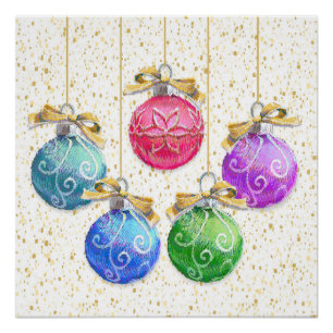 Weihnachtsbälle & Confetti Poster