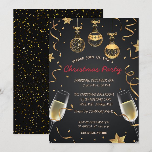 Weihnachtsbälle, Confetti Weihnachtsfest Party Einladung (Vorne/Hinten)