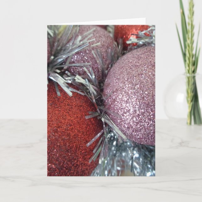 Weihnachtsbälle Feiertagskarte (Vorderseite)