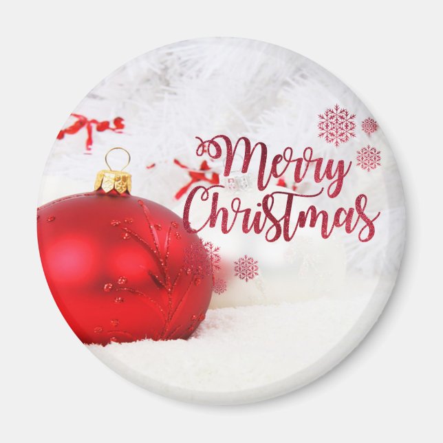 Weihnachtsbälle, frohe Weihnachten Magnet (Vorne)