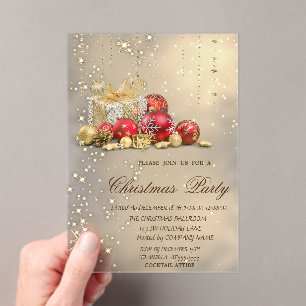 Weihnachtsbälle Geschenke Gold Weihnachtsfeier  Acryleinladungen