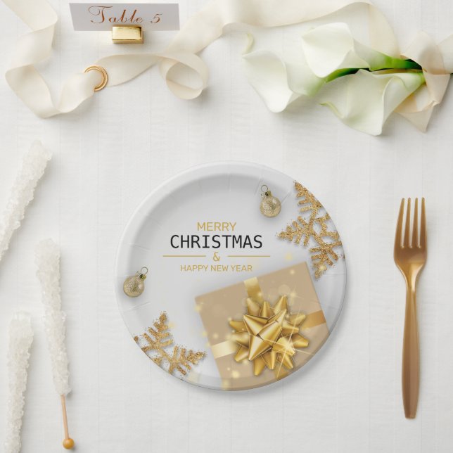 Weihnachtsbälle Gold Geschenkboxen Gold Schneefloc Pappteller (Hochzeit)