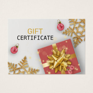 Weihnachtsbälle Gold Schneeflocken Geschenkkarte