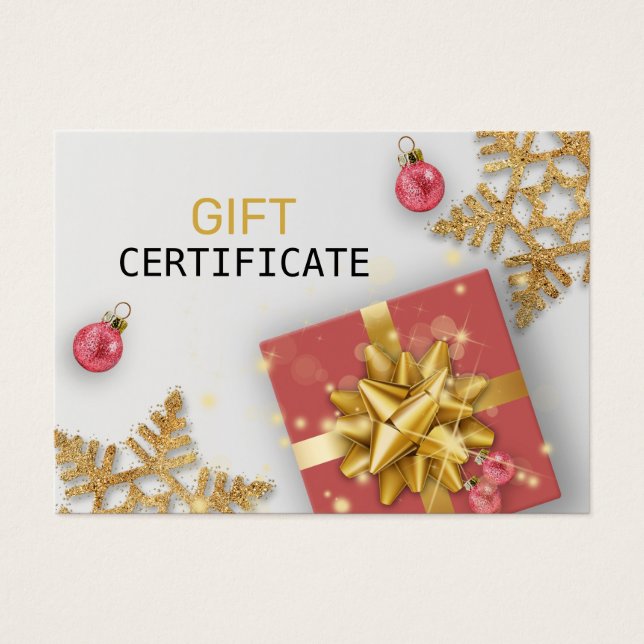Weihnachtsbälle Gold Schneeflocken Geschenkkarte (Vorderseite)