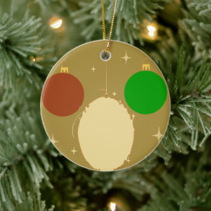 Weihnachtsbälle Goldener Hintergrund Keramik Ornament