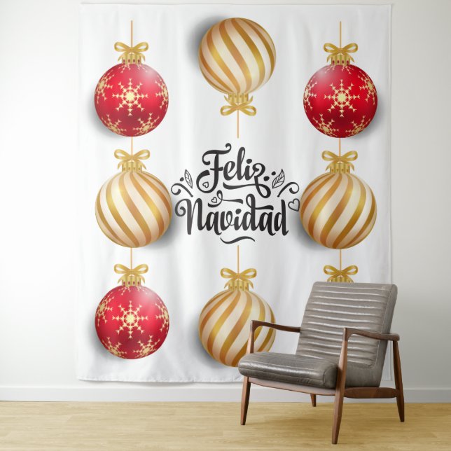 Weihnachtsbälle Hintergrund feliz navidad Wandteppich (Beispiel)