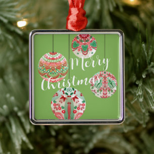Weihnachtsbälle in Rosa und Grün Ornament Aus Metall