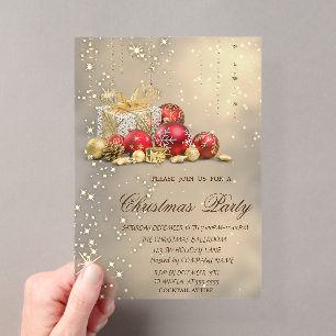 Weihnachtsbälle präsentiert Gold Weihnachten Party Acryleinladungen