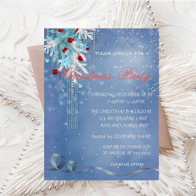 Weihnachtsbälle, Schneeflocken, korporiertes Party Einladung (Von Creator hochgeladen)