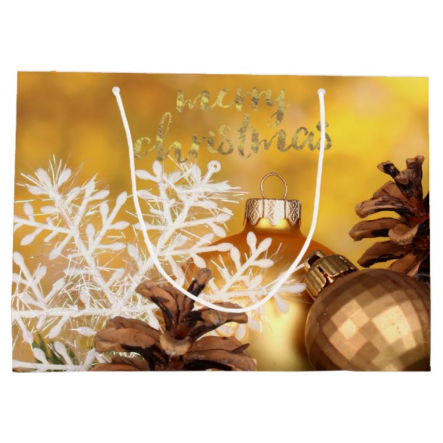 Weihnachtsbälle Schneeflocken Pine Conn Weihnachte Große Geschenktüte (Rückseite)