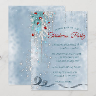 Weihnachtsbälle, Schneeflocken, Sterne, Party Einladung