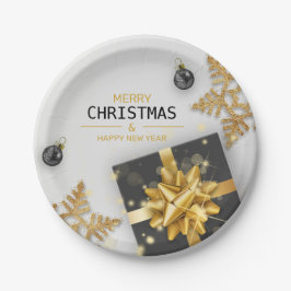 Weihnachtsbälle Schwarze Geschenkboxen Gold Schnee Pappteller