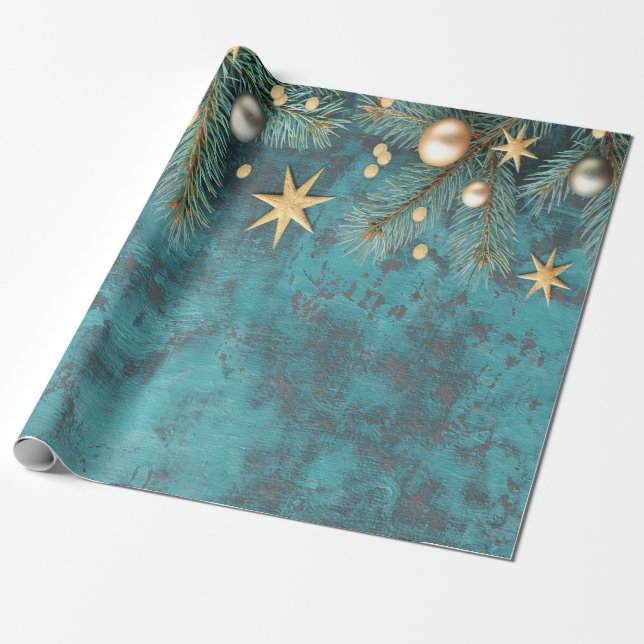 Weihnachtsbälle Sterne Branchen Vintag Geschenkpapier (Ungerollt)