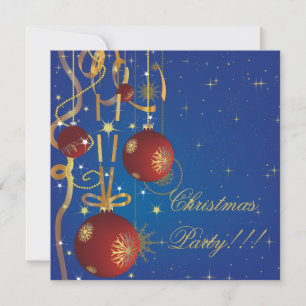 Weihnachtsbälle und Ribbons blaue Party Einladung