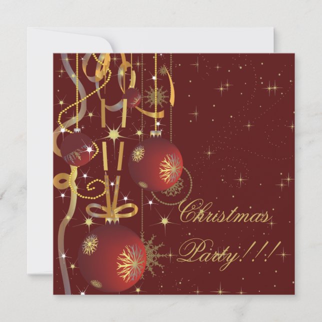 Weihnachtsbälle und Ribbons-Party Einladung (Vorderseite)