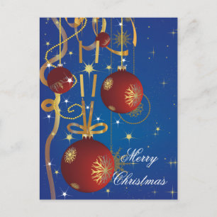 Weihnachtsbälle und Ribbons Postkarte