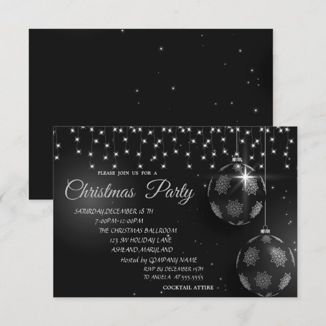 Weihnachtsbälle, Weihnachtsfeiertage Party Einladung (Vorne/Hinten)