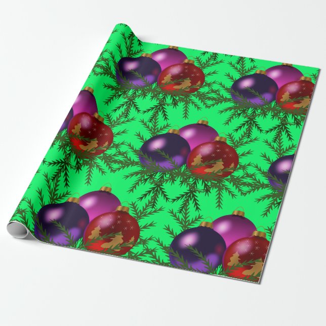 Weihnachtsbälle Wrackpapier Geschenkpapier (Ungerollt)