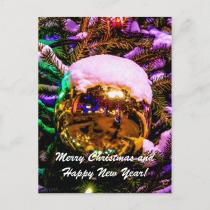 Weihnachtsballen Gelb Feiertagspostkarte