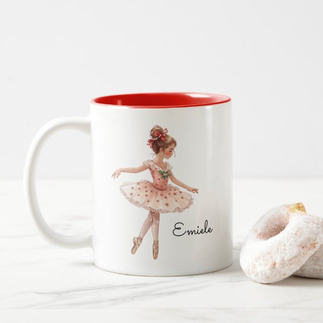 Weihnachtsballet Girl Dance Zweifarbige Tasse (Mit Donut)