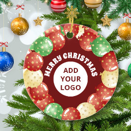 Weihnachtsballons Rot für individuelle Firmenlogos Keramik Ornament