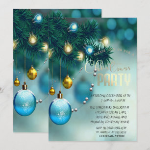 Weihnachtsballs Blue Corporate Weihnachtsfest Part Einladung
