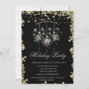 Weihnachtsballs Gold Stars Schwarzer Feiertag Einladung