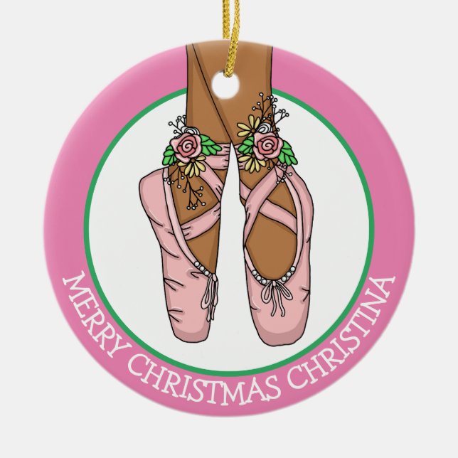 Weihnachtsballschläger Personalisiert Keramik Ornament (Vorne)