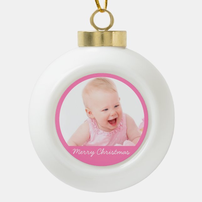 Weihnachtsballschmuck mit Baby Keramik Kugel-Ornament (Vorderseite)