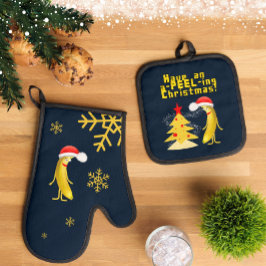 Weihnachtsbanane Ofenhandschuh & Topflappen-Set
