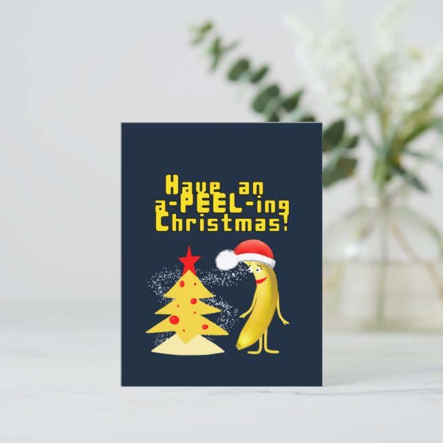 Weihnachtsbanane Postkarte (Stehend Vorderseite)