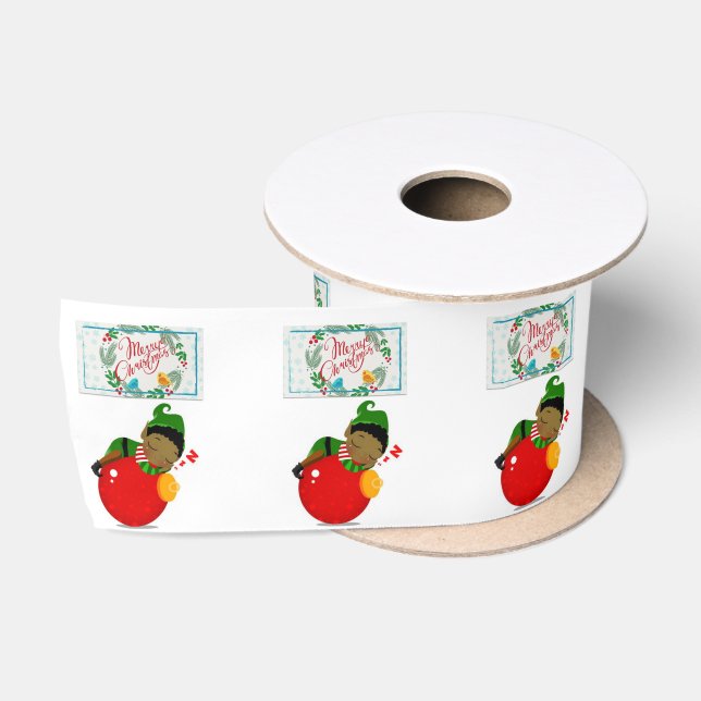 Weihnachtsband, Afrikanischer Elf Satinband (Spule)