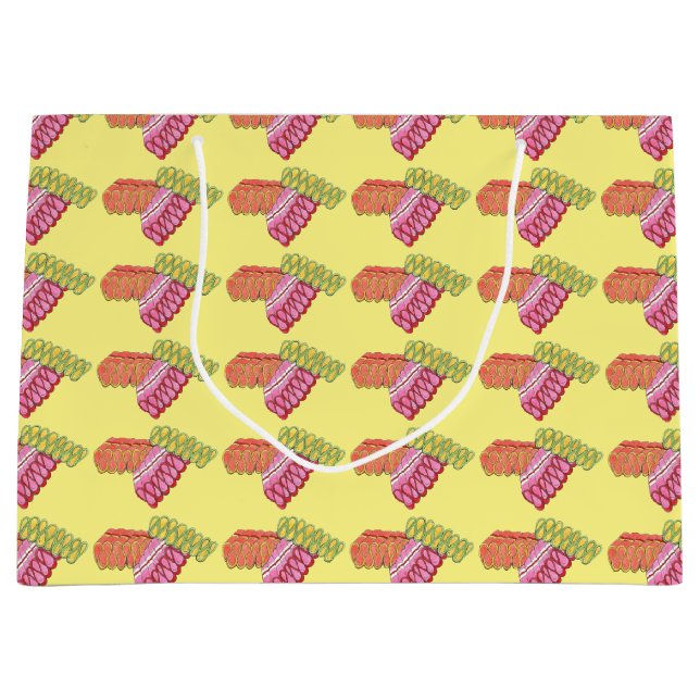 Weihnachtsband Candy Yellow Holiday Geschenktasche Große Geschenktüte (Vorderseite)