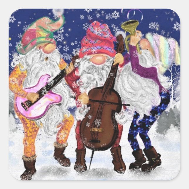 Weihnachtsband - Happy Song Quadratischer Aufkleber (Vorderseite)